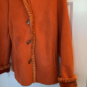 Striking Size S Orange warm winter jacket by Jones New York, Two front pockets